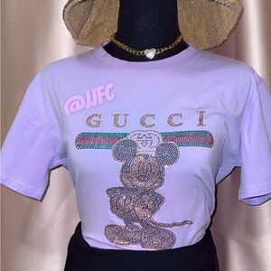 MICKEY MOUSE RHINESTONE SHORT SLEEVE TOP NIP